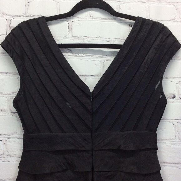 Adrianna Papell Dress Women's Size 4 Black Tiered Ruffles Cruise Wedding Guest - Picture 10 of 11